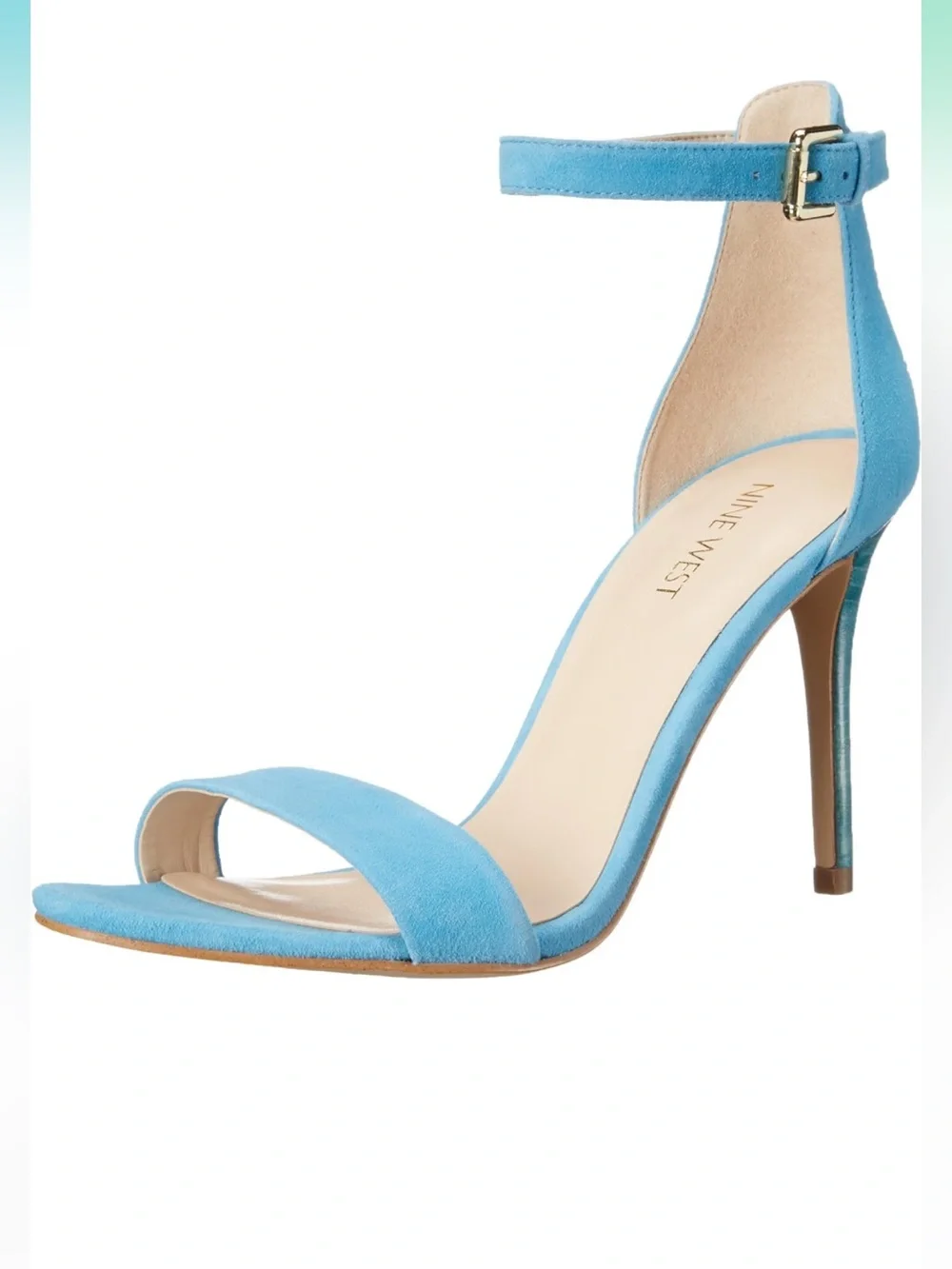 Nine West Mana Light Blue Suede Ankle Strap Stiletto Heels 8.5